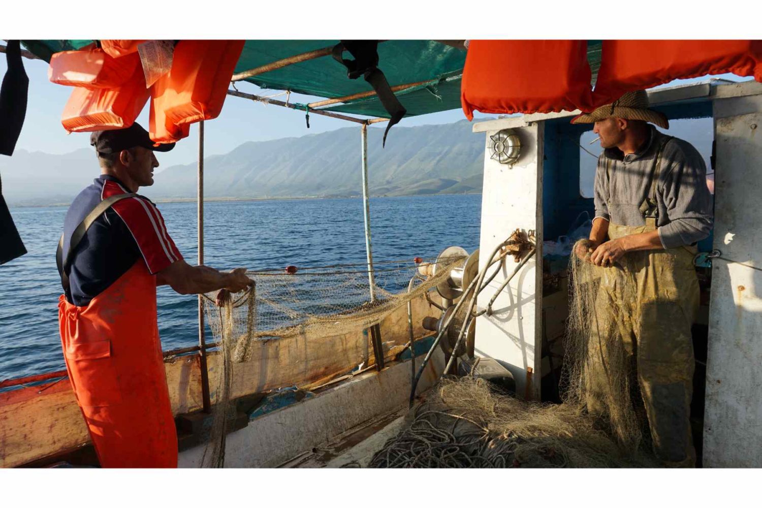 fishermen in the south albanian coast