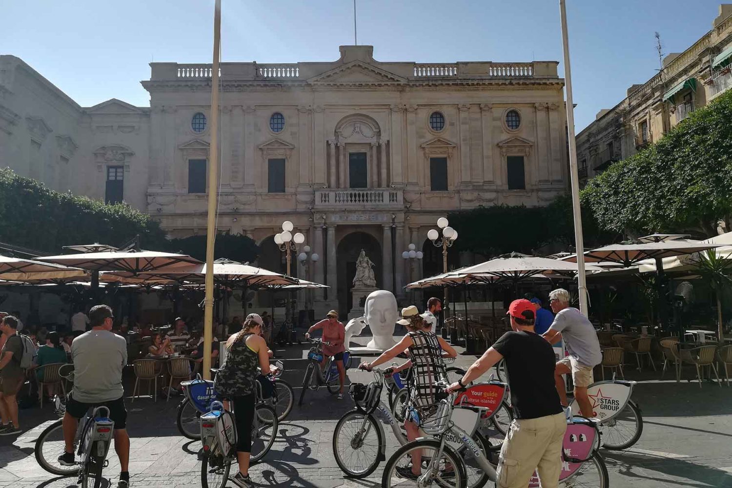 bikers having break-cycling holiday in malta