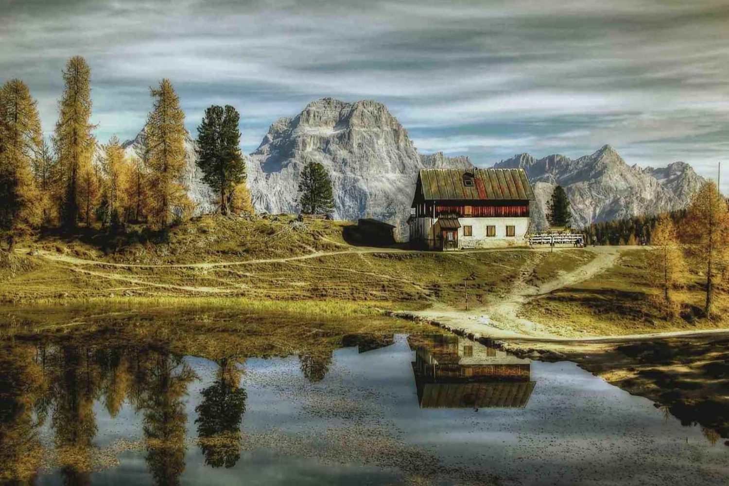 Hut in Dolomites-italy