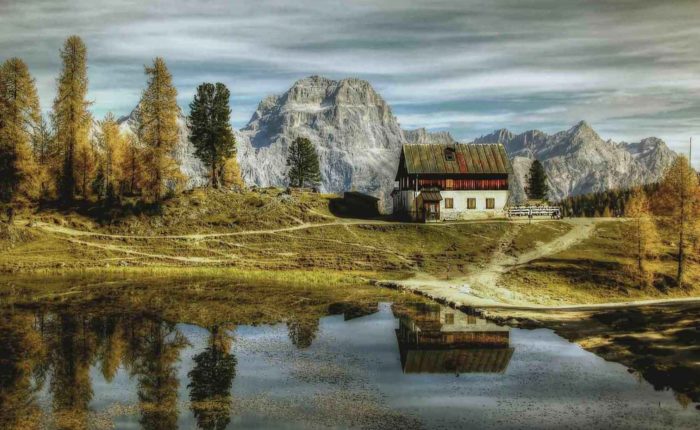 Hut in Dolomites-italy