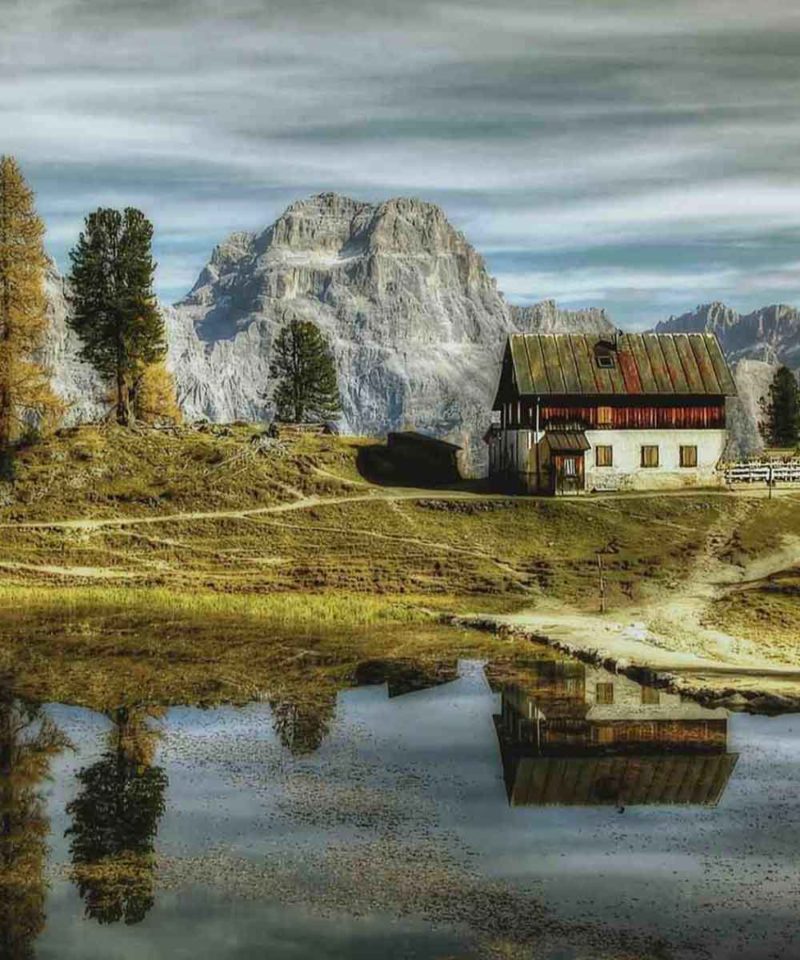 Hut in Dolomites-italy